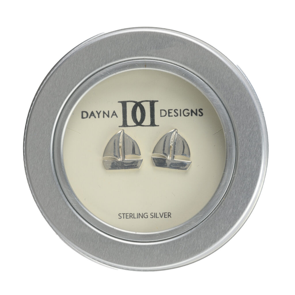 Sail Boat Post Earrings - Silver