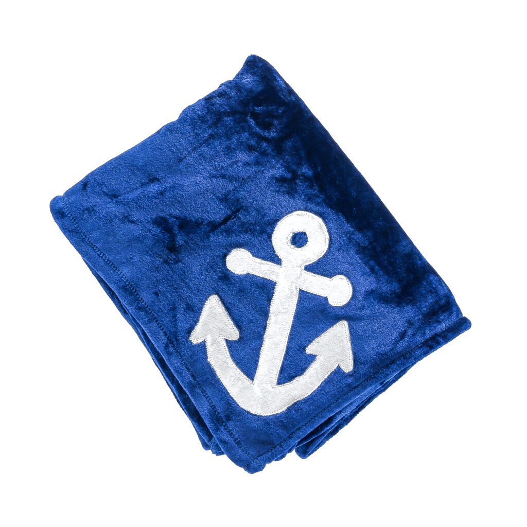 Minky Blanket 50” x 60” - w/White Anchor - Image 2