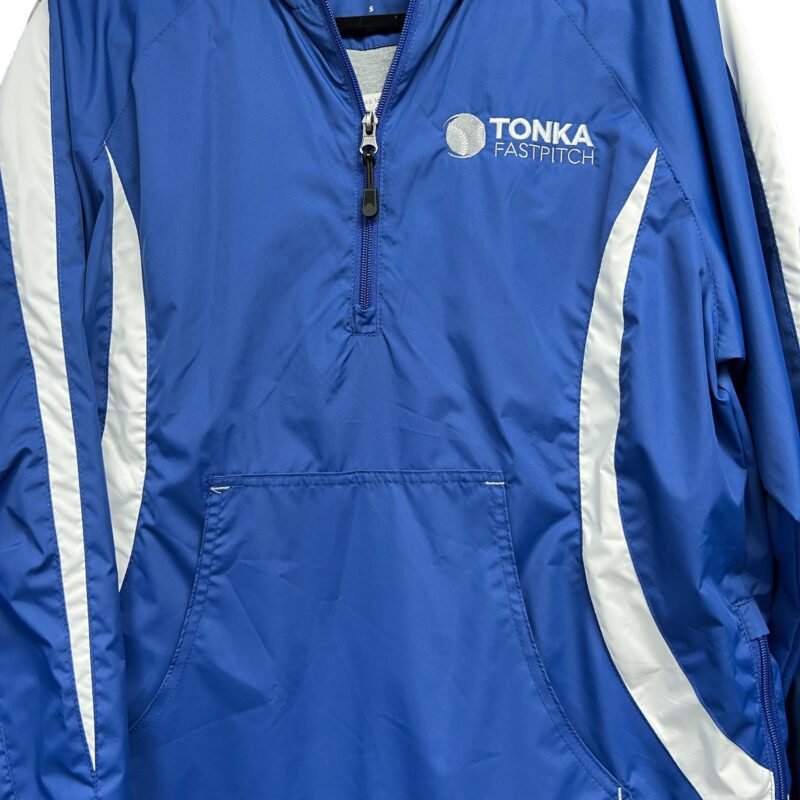 Unisex Tonka Fastpitch Hooded Wind/Rain Resist Pullover - Royal/White
